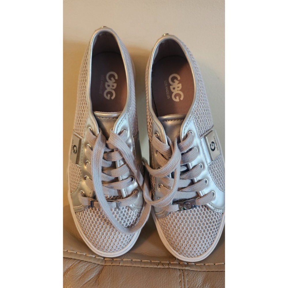 G by Guess GBG Los Angeles G Logo GGBENIE-C Fashion‎ Sneakers Sz 6.5 M Silver